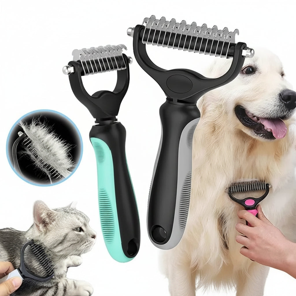 Cat Hair Removal Comb Dog Hair Removal Brush Stainless Steel Double Sided Pet Grooming Brush Removing Tangles Cat Accessories